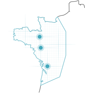 Carte d'implantations des agences Apogéa en France.